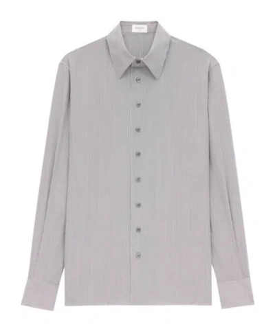 Saint Laurent Striped Shirt In Gray
