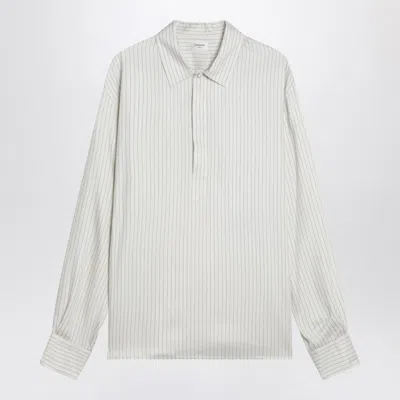 Saint Laurent Striped Shirt In Silk Blend Men In White