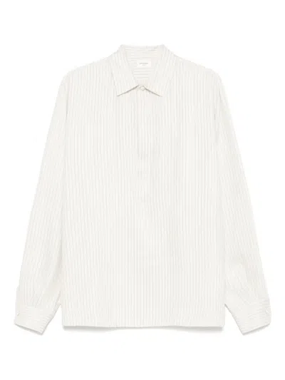 Saint Laurent Striped Pattern Tunic Shirt With Point Collar In Multi