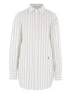 Saint Laurent Striped Cotton Shirt Curved Hem In White