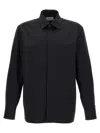 Saint Laurent Ysl Pinstriped Silk Shirt In White/black