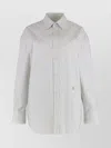 Saint Laurent Grey Shirt With Cassandre Embroidery And All-over Striped Motif In Cotton Woman