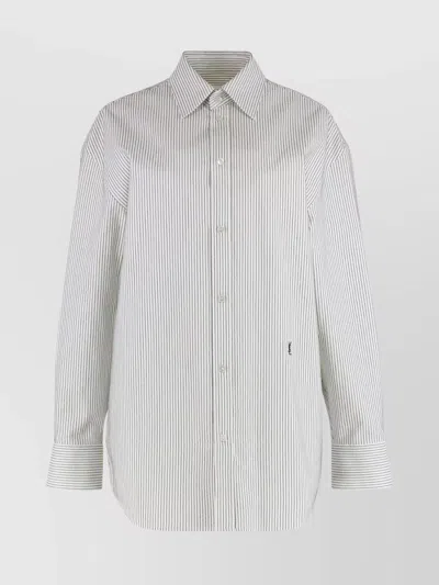Saint Laurent Striped Shirt With Long Sleeves And Rounded Hem