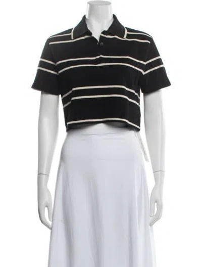 Pre-owned Saint Laurent Striped Short Sleeve Polo In Black