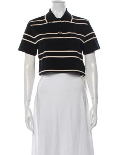 Pre-owned Saint Laurent Striped Short Sleeve Polo W/ Tags In Black