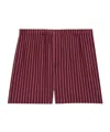 Saint Laurent Striped Shorts In Red