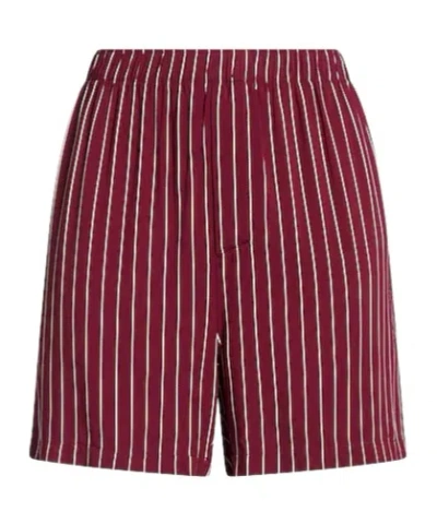 Saint Laurent Striped Shorts In Red