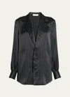 Saint Laurent Striped Silk Button-front Blouse In Off White