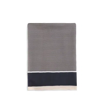 Saint Laurent Striped Silk Scarf In Blue