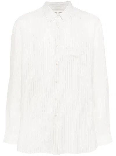 SAINT LAURENT STRIPED SILK SHIRT