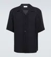 Saint Laurent Short-sleeved Striped Silk Shirt In Blue