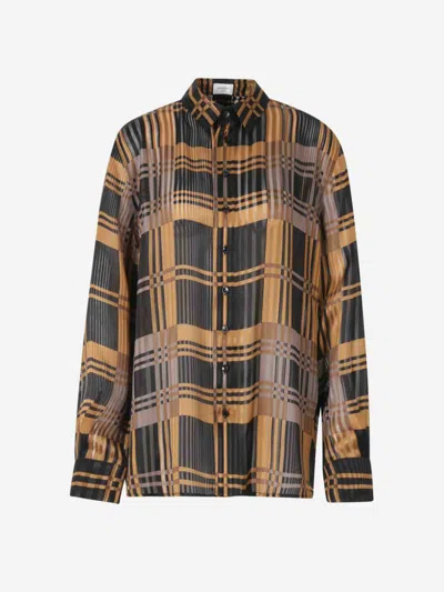 Saint Laurent Striped Silk Shirt In Black