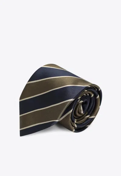 SAINT LAURENT STRIPED SILK TIE