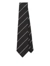 Saint Laurent Silk Tie Striped Chain Loop In Black