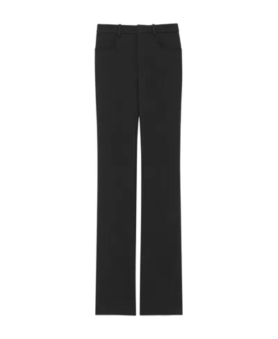 Saint Laurent Striped Straight-leg Trousers In Black