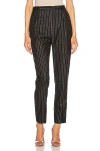 Saint Laurent Flared Cuffs Stripe Trousers In Black & Silver