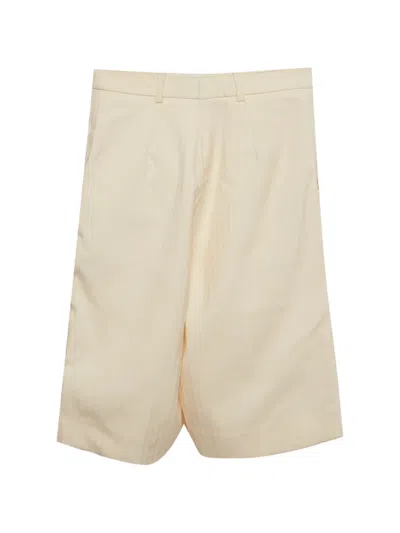 Pre-owned Saint Laurent Striped Tailored Shorts In Neutral