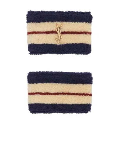 Saint Laurent Wristbands In Terrycloth In Nude