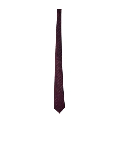 Saint Laurent Striped Tie In Black