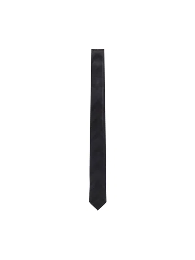 Saint Laurent Striped Tie In Black