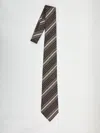Saint Laurent Diagonal-striped Silk Tie In Brown