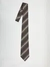 Saint Laurent Diagonal-striped Silk Tie In Gray