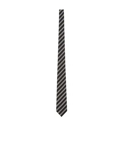 Saint Laurent Striped Tie In Silk Jacquard In Transparent