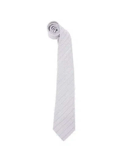 Saint Laurent Striped Tie In White