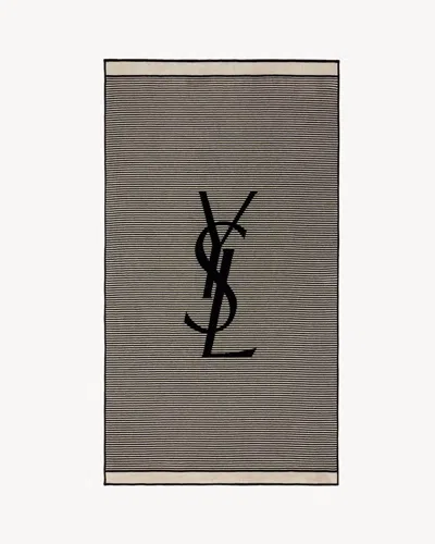 Saint Laurent Striped Towel In Cotton