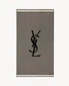Saint Laurent Striped Towel In Cotton In Black