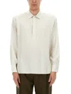 Saint Laurent Striped Pattern Tunic Shirt With Point Collar In Black