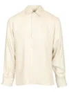 Saint Laurent Striped Pattern Tunic Shirt With Point Collar