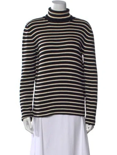 Pre-owned Saint Laurent Striped Turtleneck Sweater In Blue