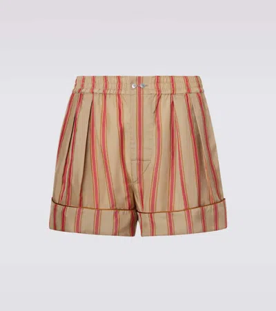 Saint Laurent Striped Twill Shorts In Nude