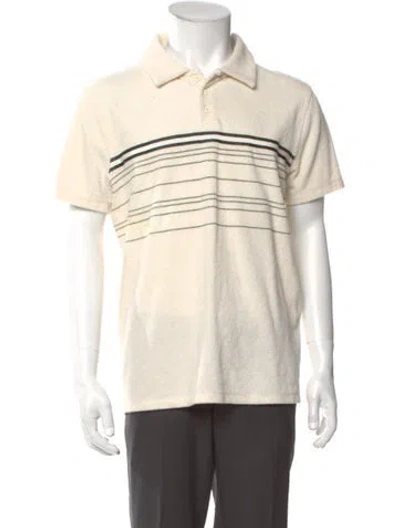 Pre-owned Saint Laurent Striped V-neck Polo Shirt In Neutral