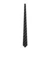 Saint Laurent Silk Tie With Subtle Diagonal Stripes In Black