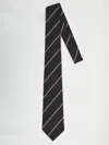 Saint Laurent Silk Tie Striped Chain Loop In Black
