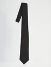 Saint Laurent Striped Wide Tie In Silk Jacquard In Black