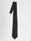 Saint Laurent Striped Wide Tie In Silk Jacquard In Black