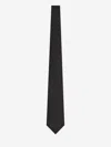 Saint Laurent Striped Wide Tie In Silk Jacquard In Black