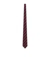 Saint Laurent Striped Wide Tie In Wool And Silk In Red