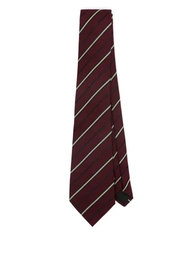 SAINT LAURENT STRIPED WIDE TIE IN WOOL AND SILK