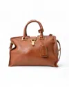 Saint Laurent Structured Brown Leather Handbag With Gold-tone Hardware