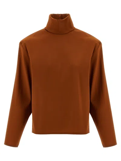 Saint Laurent Structured Shoulder Sweater In Orange