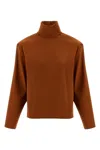 Saint Laurent Structured Shoulder Sweater Sweaters And Cardigans Orange In Orange