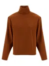 Saint Laurent Structured Shoulder Sweater Sweaters And Cardigans Orange In Brown