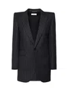 Saint Laurent Classic Pinstripe Double Breasted Blazer In Pinstripe