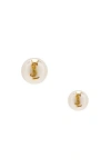 Saint Laurent Stud Earrings In Or Laiton & Creme