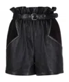 Saint Laurent Stud-embellished Paperbag Shorts In Black