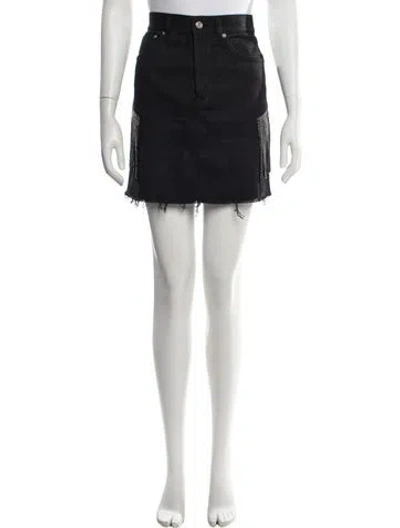 Pre-owned Saint Laurent Studded Accents Mini Skirt In Black